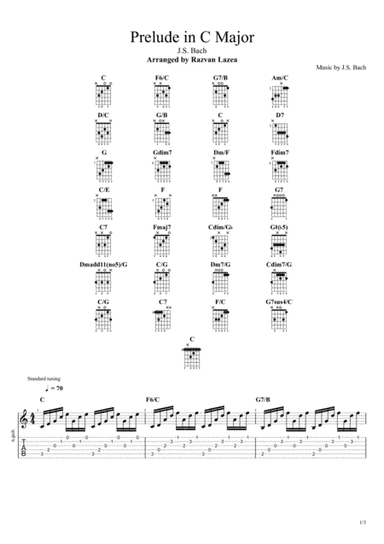 Bach - Prelude no1 in C Major - Fingerstyle guitar (arr. Razvan Lazea)