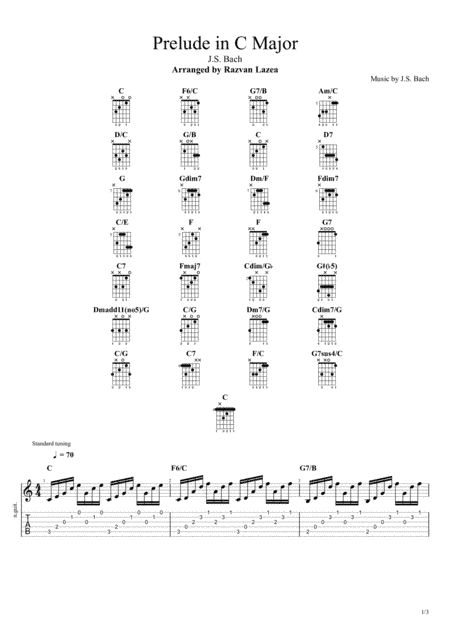 Bach - Prelude no1 in C Major - Fingerstyle guitar (arr. Razvan Lazea)