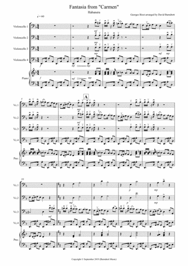 Habanera (Fantasia from Carmen) for Cello Quartet (arr. David Burndrett)