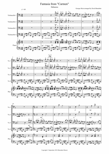 Habanera (Fantasia from Carmen) for Cello Quartet (arr. David Burndrett)