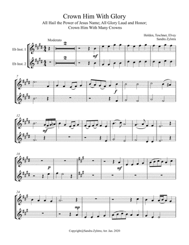 Crown Him With Glory (treble Eb instrument duet, parts only) (arr. Sandra Zylstra)