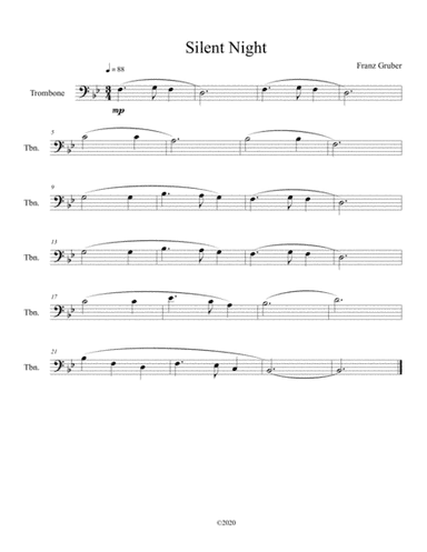 Silent Night for solo trombone (arr. B C Dockery)
