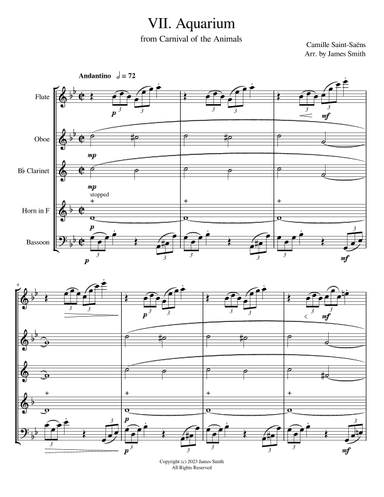 Aquarium (Saint-Saens) for Woodwind Quintet (arr. James Smith)