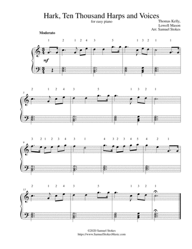 Hark, Ten Thousand Harps and Voices - for easy piano (arr. Samuel Stokes)