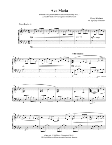 "Ave Maria" (Schubert Version) (arr. Gary Girouard)