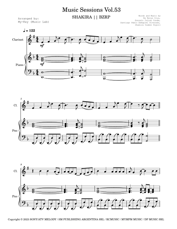 Shakira: Bzrp Music Sessions Vol. 53 (arr. My-Key (Music Lab))