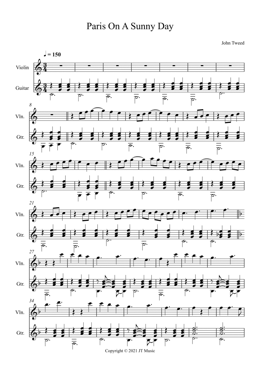 Paris On A Summer Day for Violin and Guitar