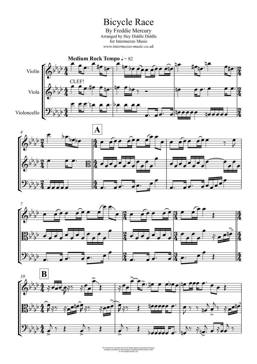 Bicycle Race (arr. Hey Diddle Diddle)