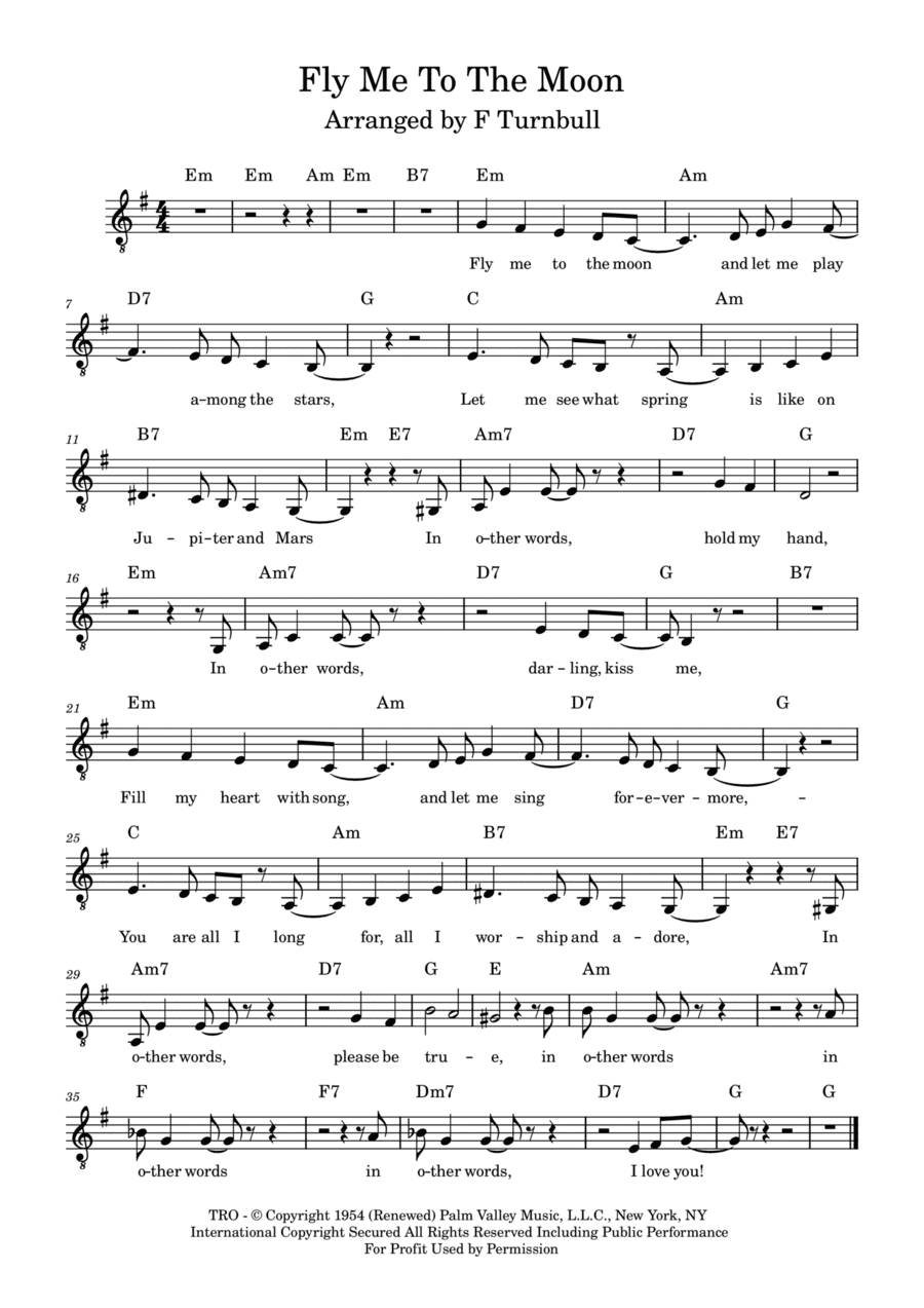 Fly Me To The Moon (in Other Words) (arr. F Turnbull)