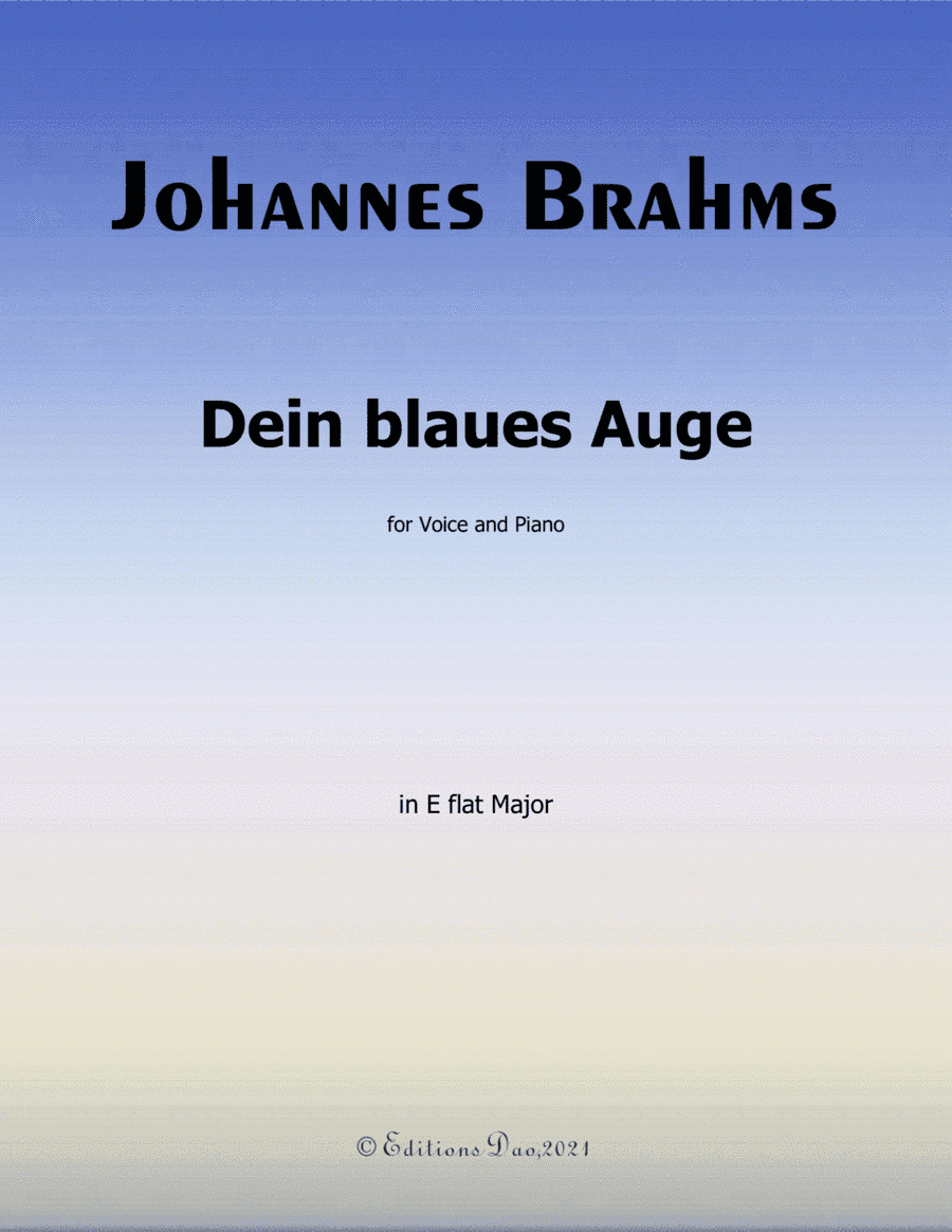 Dein blaues Auge, by Brahms, in E flat Major (arr. Editions Dao)