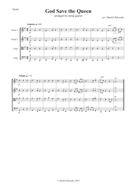 God Save the Queen - arranged for string quartet (arr. Daniel Edwards)