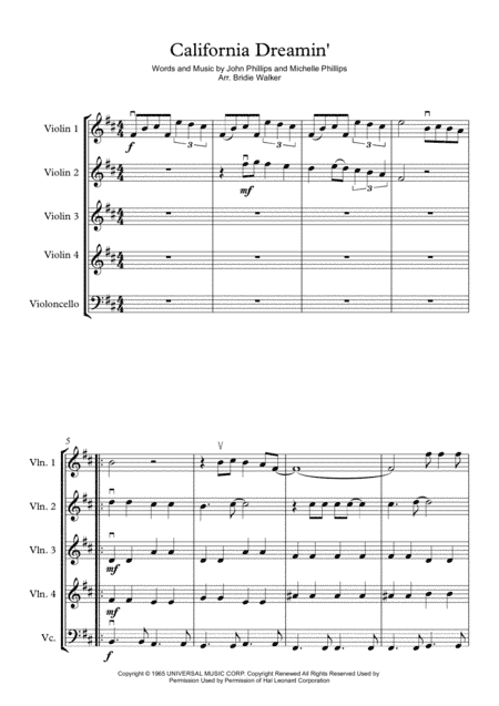 California Dreamin' (arr. Bridie Walker)