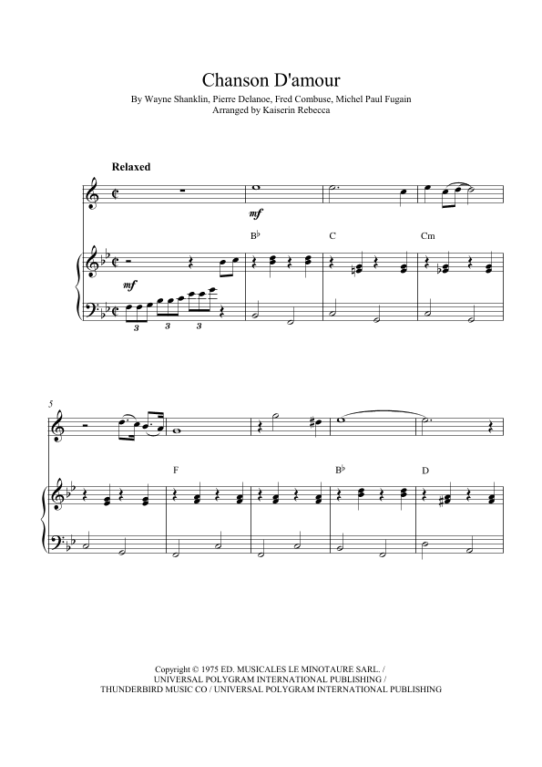 Chanson D'amour (the Ra-da-da-da-da Song) (arr. Kaiserin Rebecca)