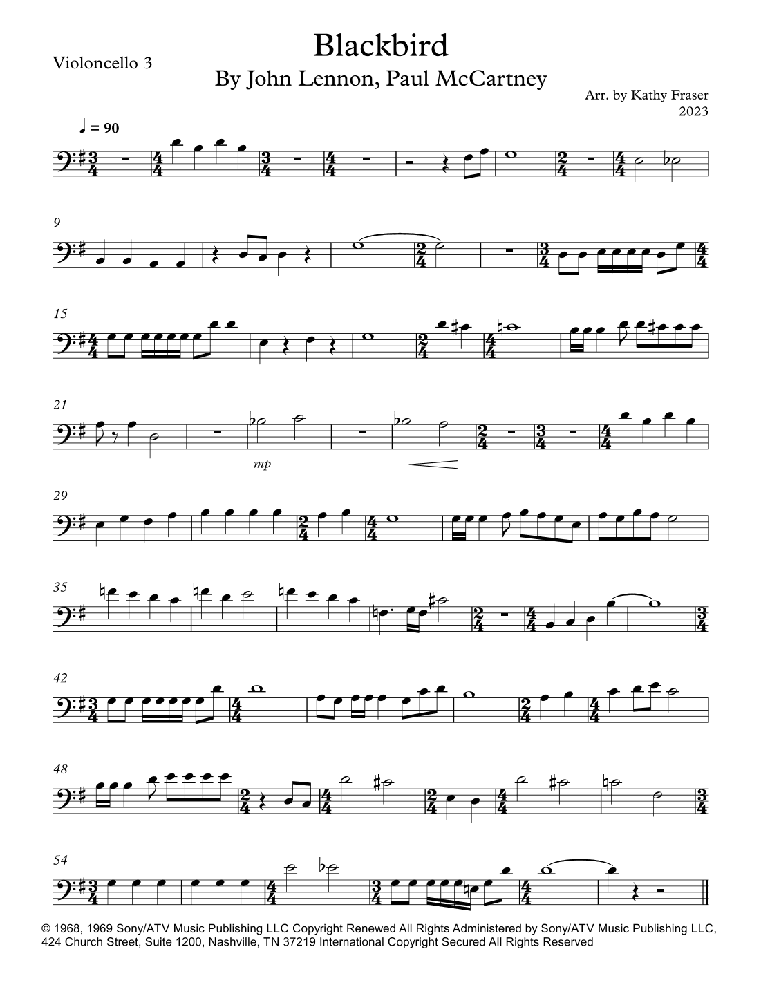 Blackbird (arr. Katherine L Fraser)