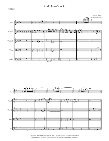 And I Love You So (arr. Fernando Britto)