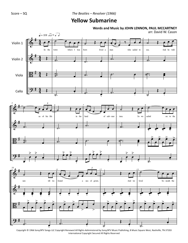 Yellow Submarine (arr. David W. Cason)