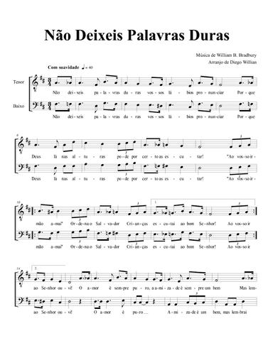 Não Deixeis Palavras Duras (PORTUGUESE) (arr. Diego Willian)