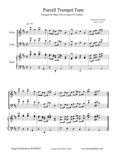 Clarke: Purcell Trumpet Tune for Piano Trio (arr. James M. Guthrie)