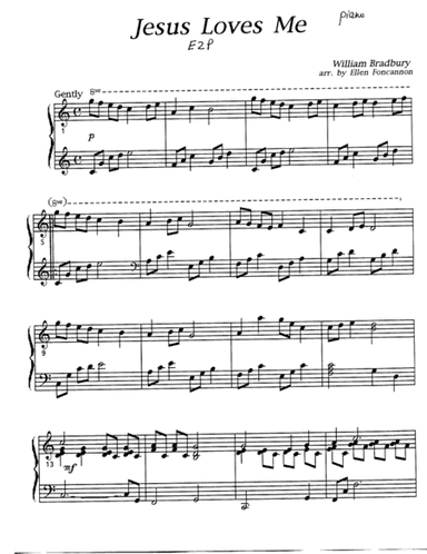 Jesus Loves Me (EZ piano and organ) (arr. Ellen Foncannon Stephenson)