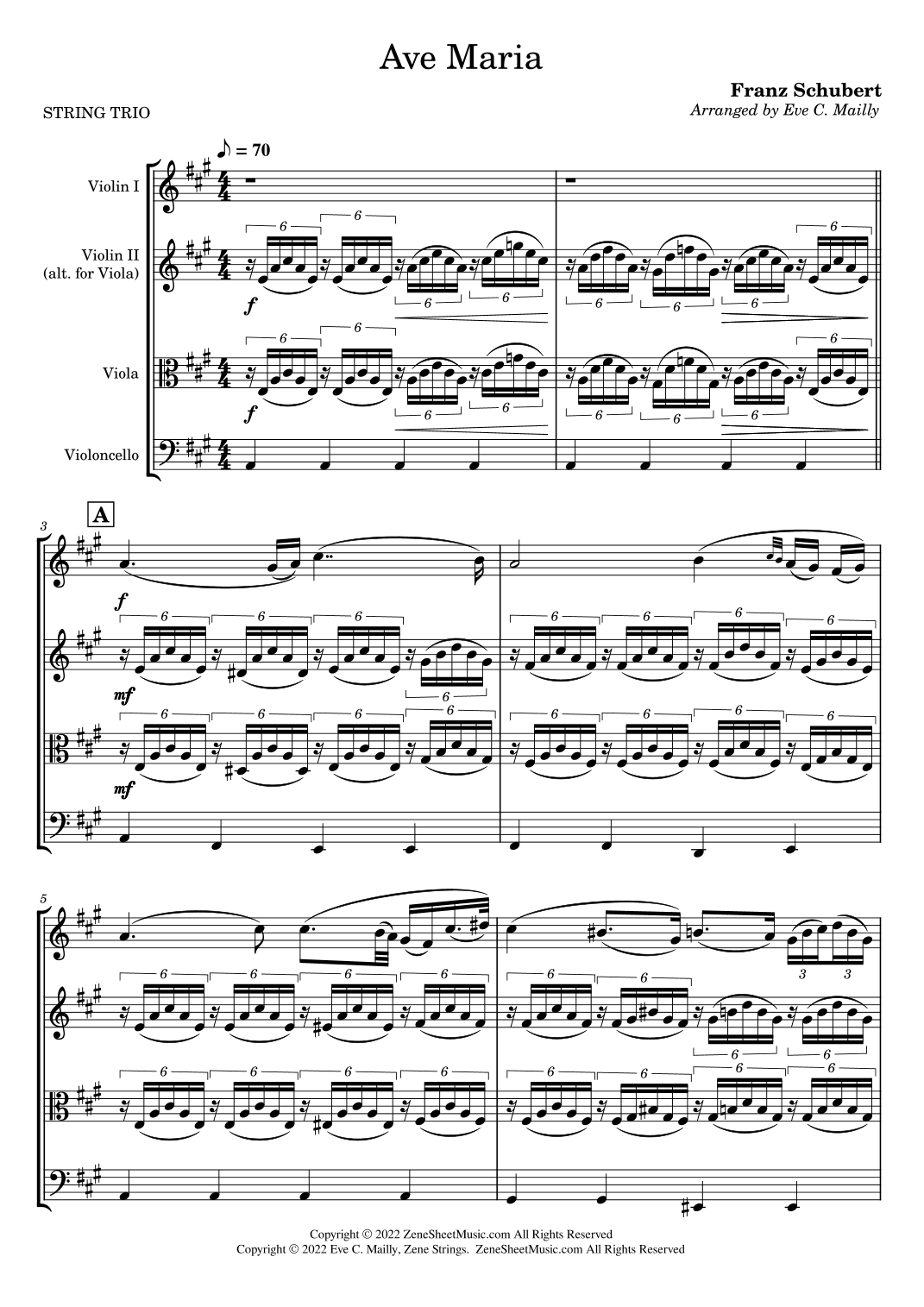 Ave Maria - Franz Schubert  (String Trio) (arr. Eve C. Mailly - Zene Strings)