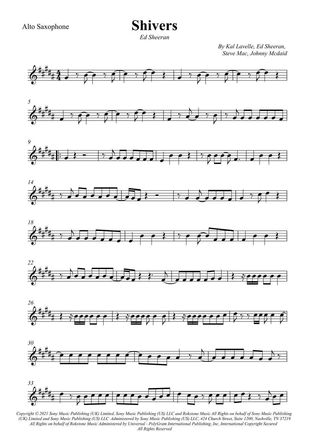 Shivers (arr. Wesley S. SIlva)