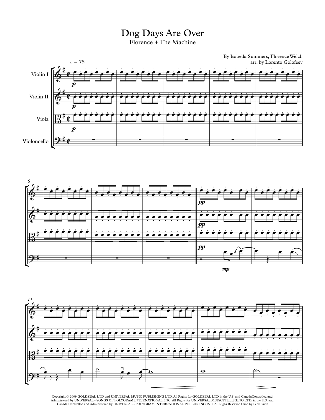 Dog Days Are Over (arr. Lorento Golofeev)