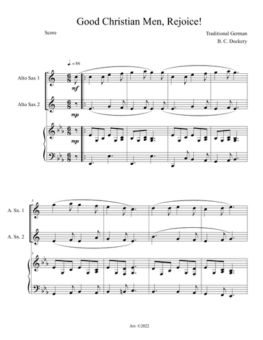 Good Christian Men, Rejoice! (Alto Sax Duet with Piano Accompaniment) (arr. B. C. Dockery)