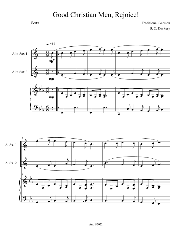 Good Christian Men, Rejoice! (Alto Sax Duet with Piano Accompaniment) (arr. B. C. Dockery)