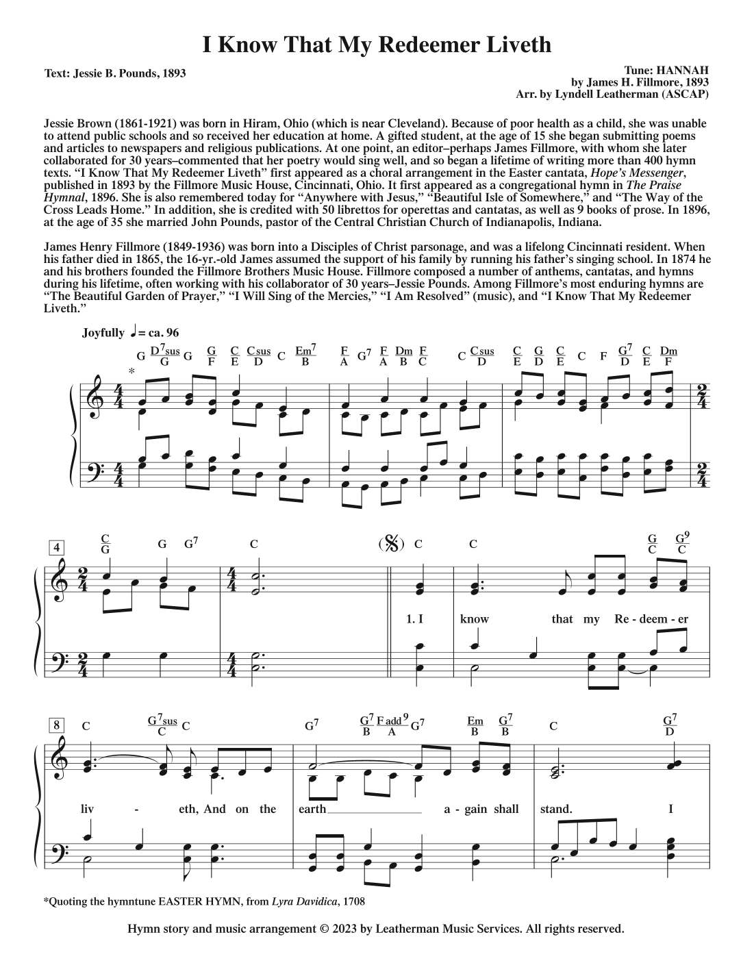 I Know That My Redeemer Liveth (arr. Lyndell Leatherman)