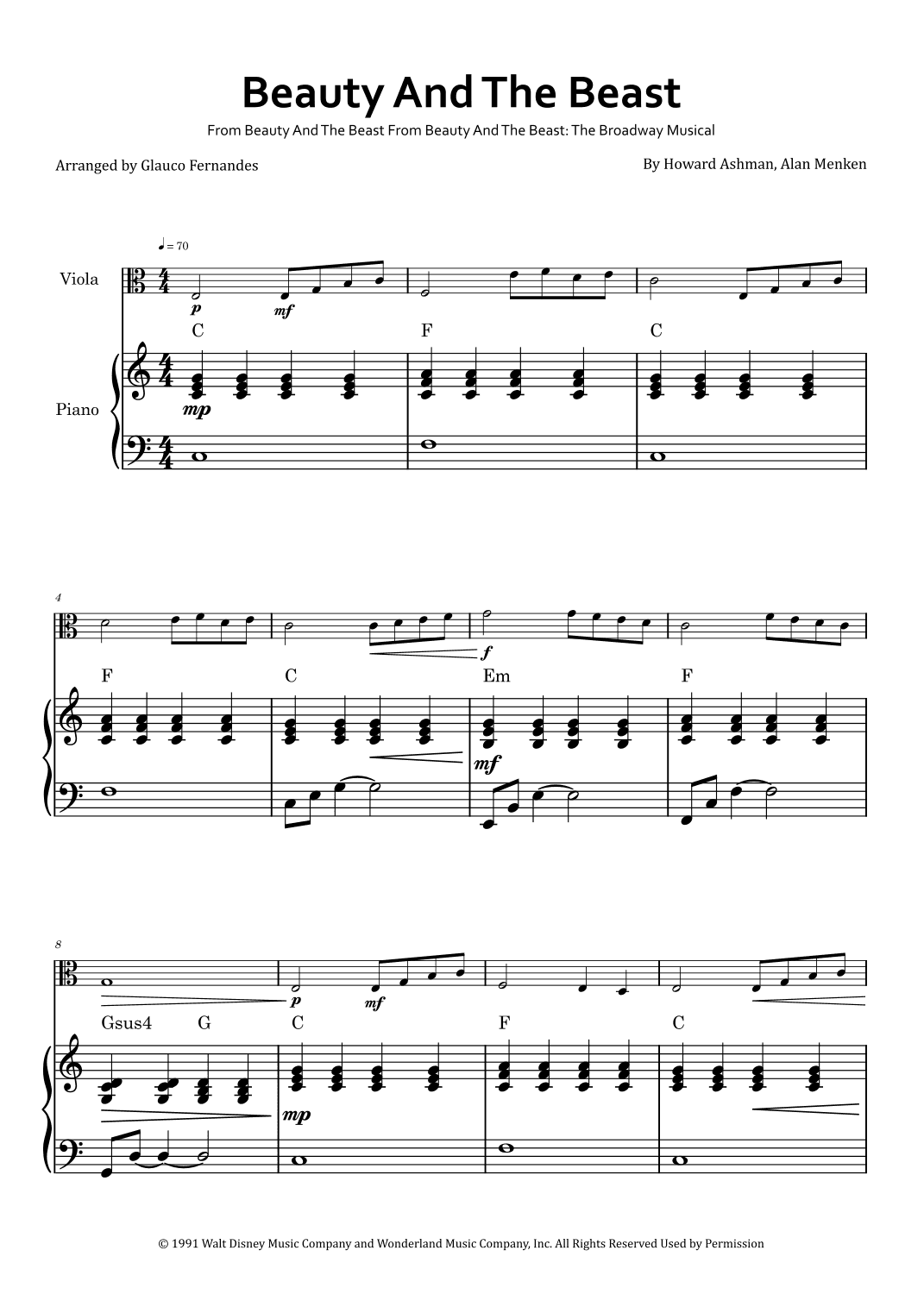Beauty And The Beast (arr. Glauco Fernandes)