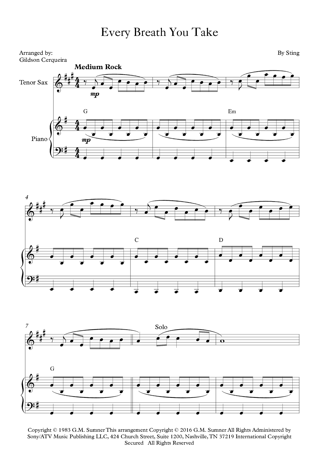 Every Breath You Take (arr. Gildson Cerqueira)