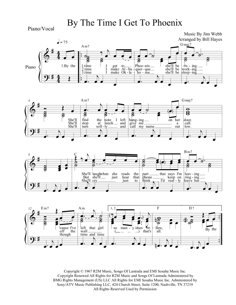By The Time I Get To Phoenix (arr. Bill Hayes)