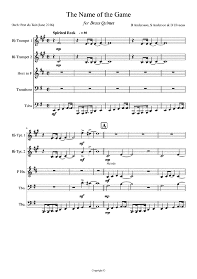 The Name Of The Game (arr. Peet du Toit)