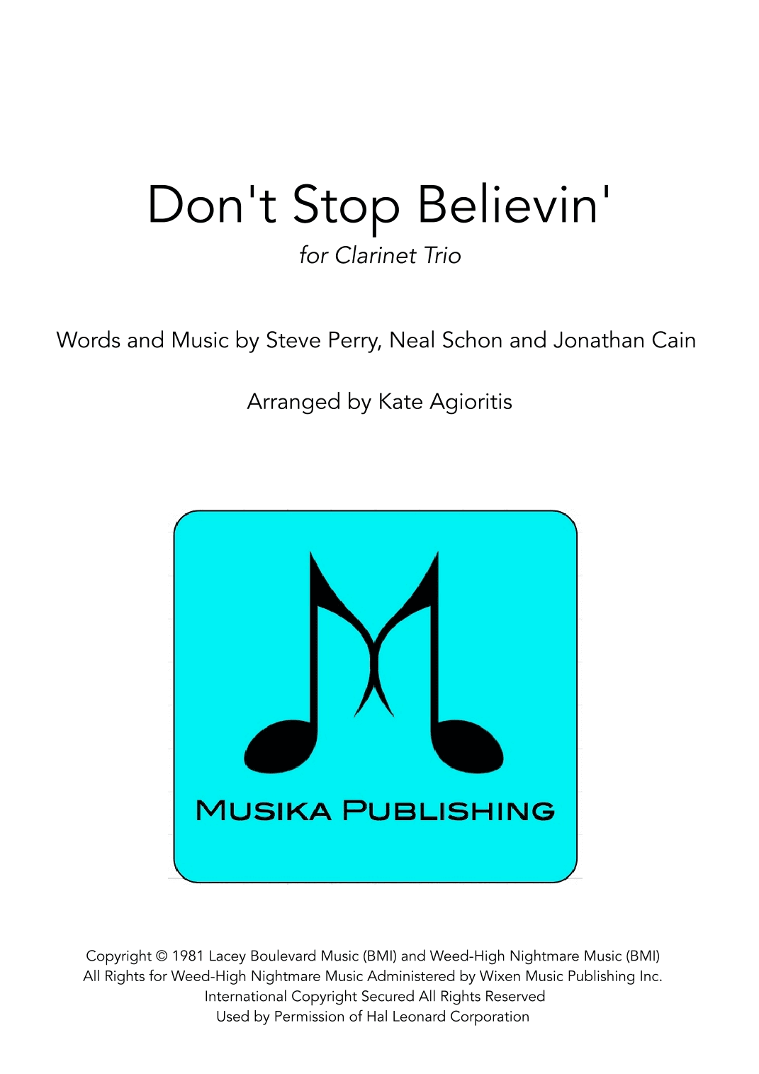 Don't Stop Believin' (arr. Kate Agioritis)