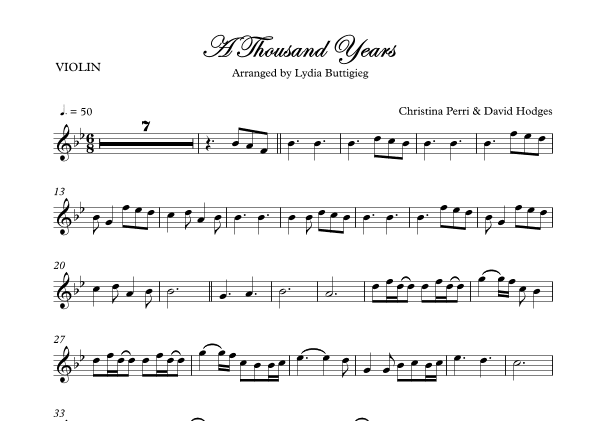 A Thousand Years (arr. Lydia Buttigieg)