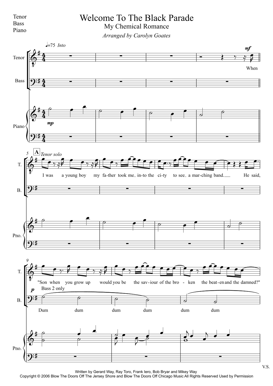 Welcome To The Black Parade (arr. Carolyn Goates)