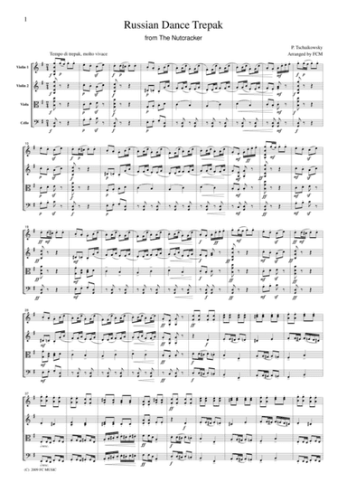 Tchaikowsky  Russian Dance Trepak from The Nutcracker, for string quartet, CT009 (arr. FCMUSIC)