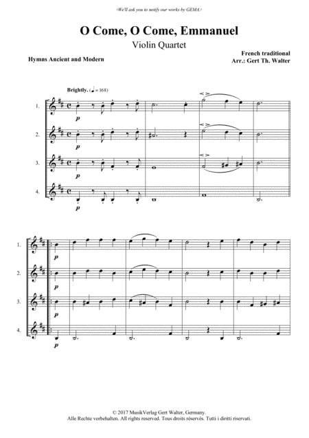 O Come, O Come, Emmanuel (arr. Gert Th. Walter)
