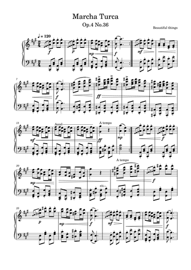 Marcha turca-Beautiful things Op.4 No.36
