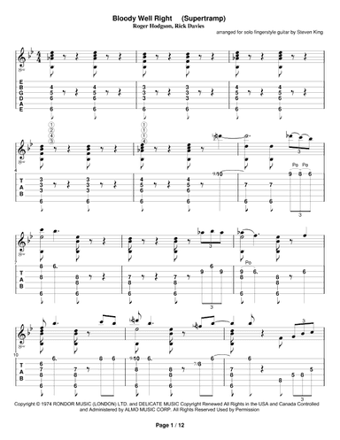 Bloody Well Right (arr. Steven King)