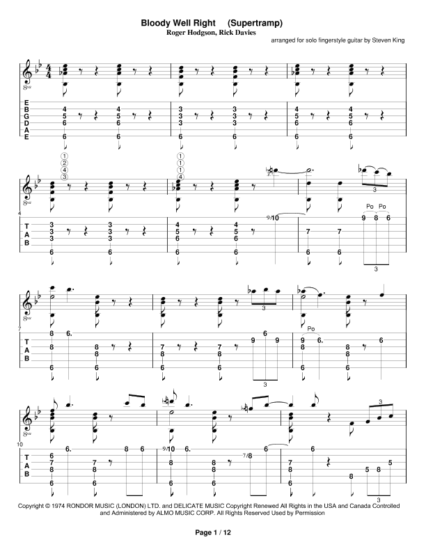 Bloody Well Right (arr. Steven King)