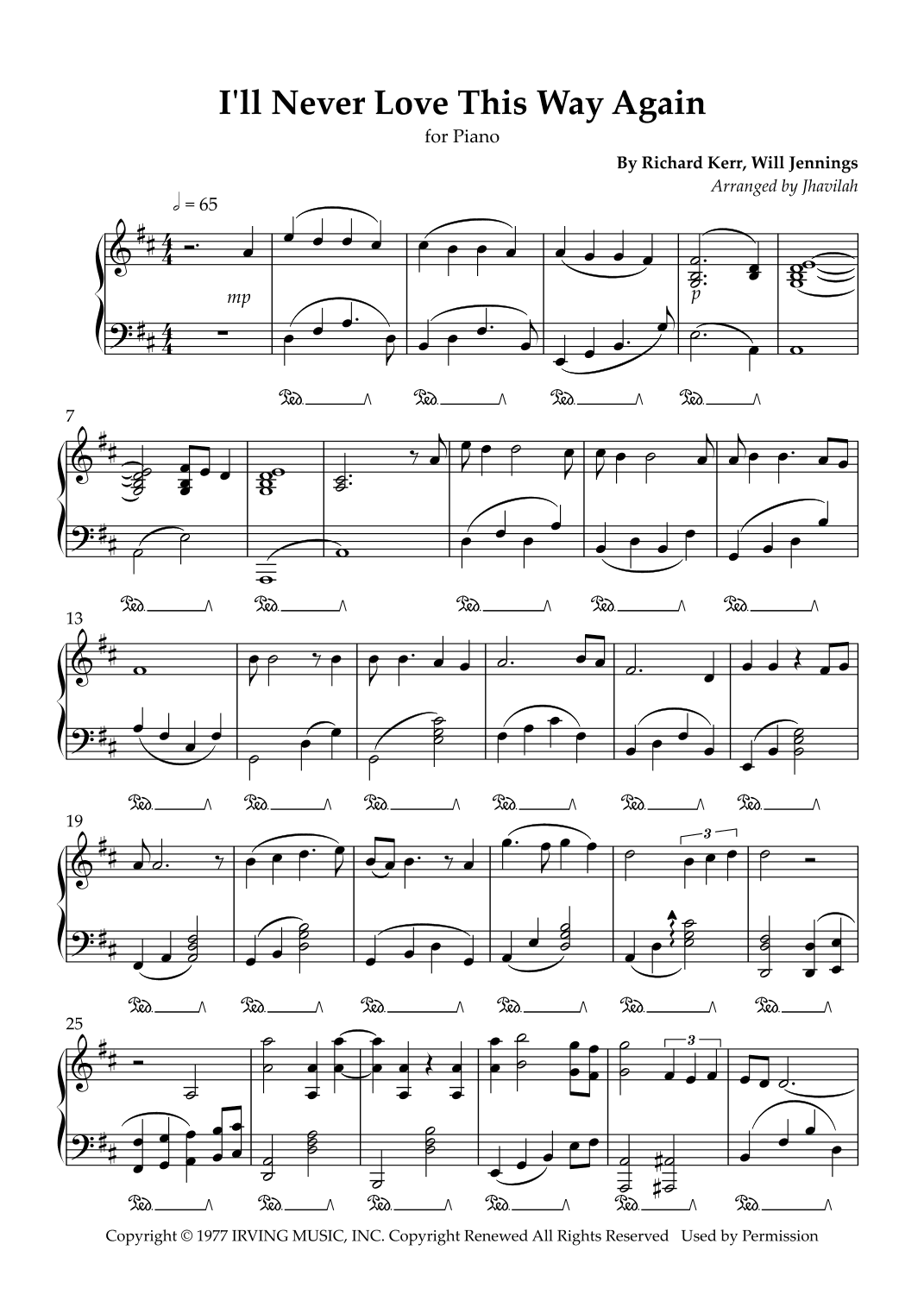 I'll Never Love This Way Again (arr. Jhavilah)