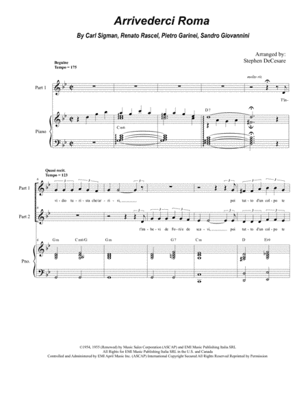 Arrivederci Roma (goodbye To Rome) (arr. Stephen DeCesare)