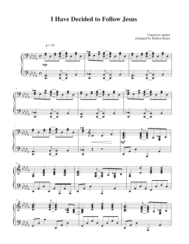 I Have Decided to Follow Jesus (arr. Raluca Bojor)