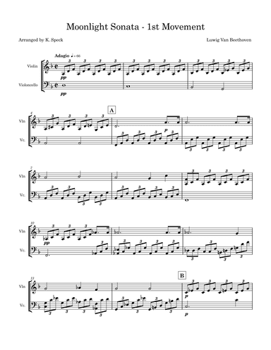 Moonlight Sonata - Movement 1 (arr. K. Speck)