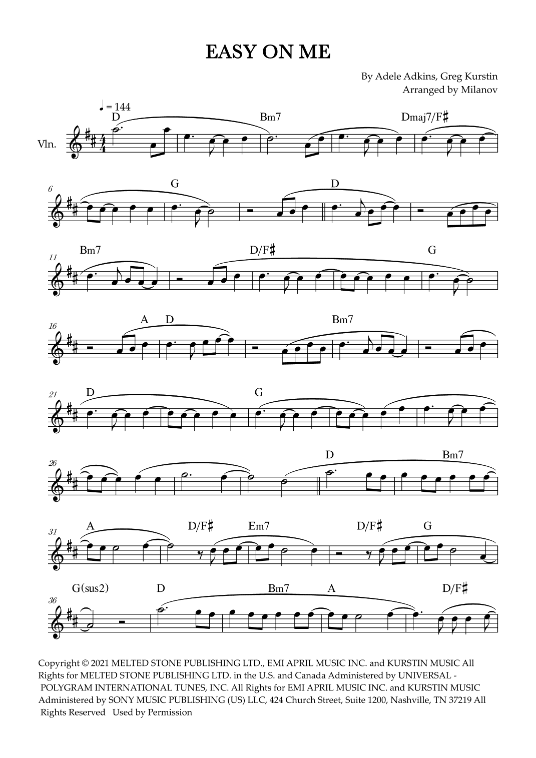 Easy On Me (arr. Milanov)