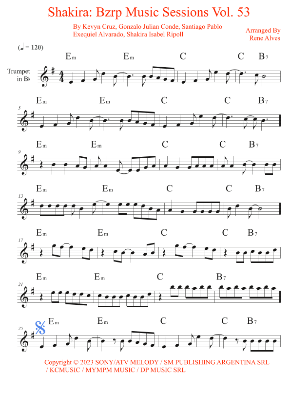 Shakira: Bzrp Music Sessions Vol. 53 (arr. Rene Alves)