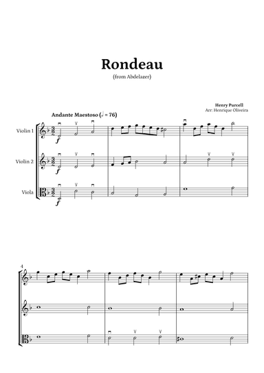 Rondeau from "Abdelazer Suite" by Henry Purcell - For Two Violins and Viola (arr. Henrique Oliveira)