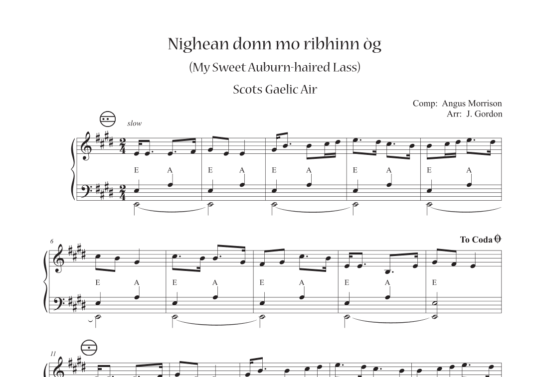 Nighean Donn Mo Ribhinn Òg (My Sweet Auburn-haired Lass) (arr. Julia Gordon)