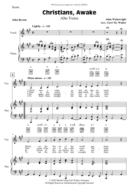 Christians, Awake, Salute The Happy Morn (arr. Gert Th. Walter)